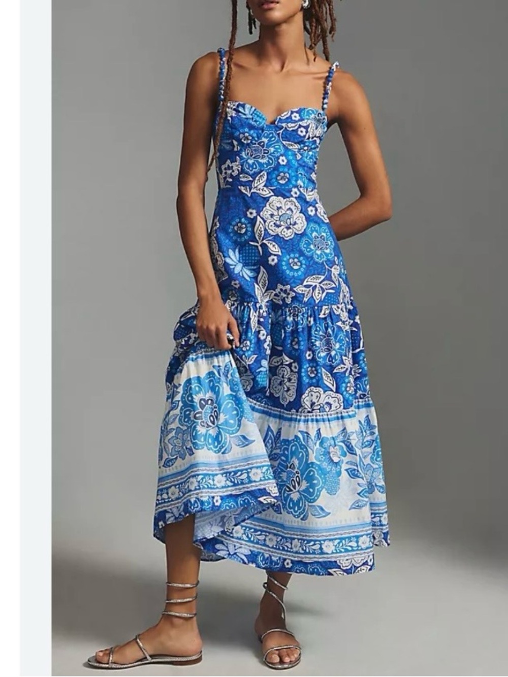 Farm Rio Full of Flowers Sweetheart Midi Dress